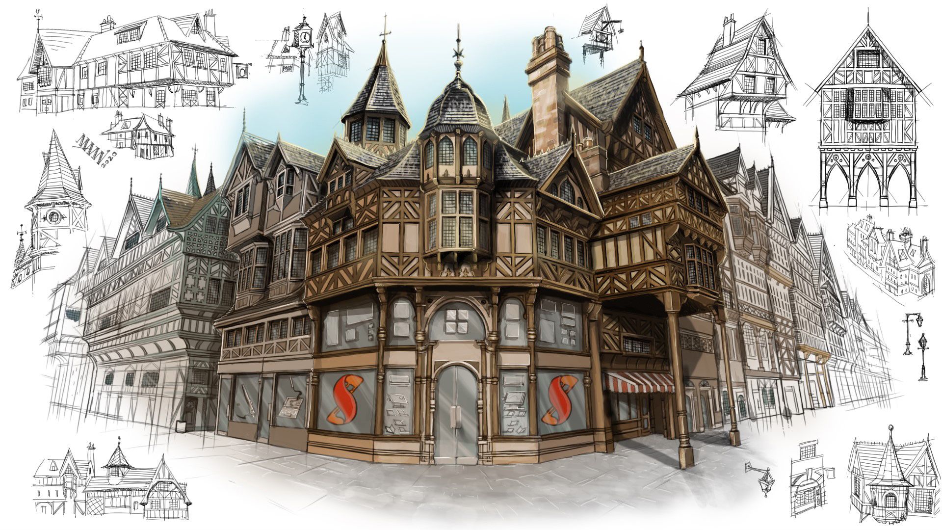 Lawrence Mann Sketchable Artisan Storefront Color